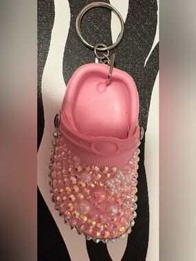 Pink Jeweled Clog Keychain Charm